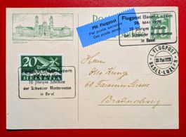 GANZSACHE EINSIEDELN MUSTERMESSE FLUGPOST BASEL LUZERN 1926