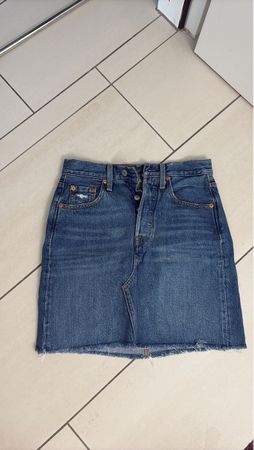 Jeansrock Levi's blau mit Fransensaum gebraucht