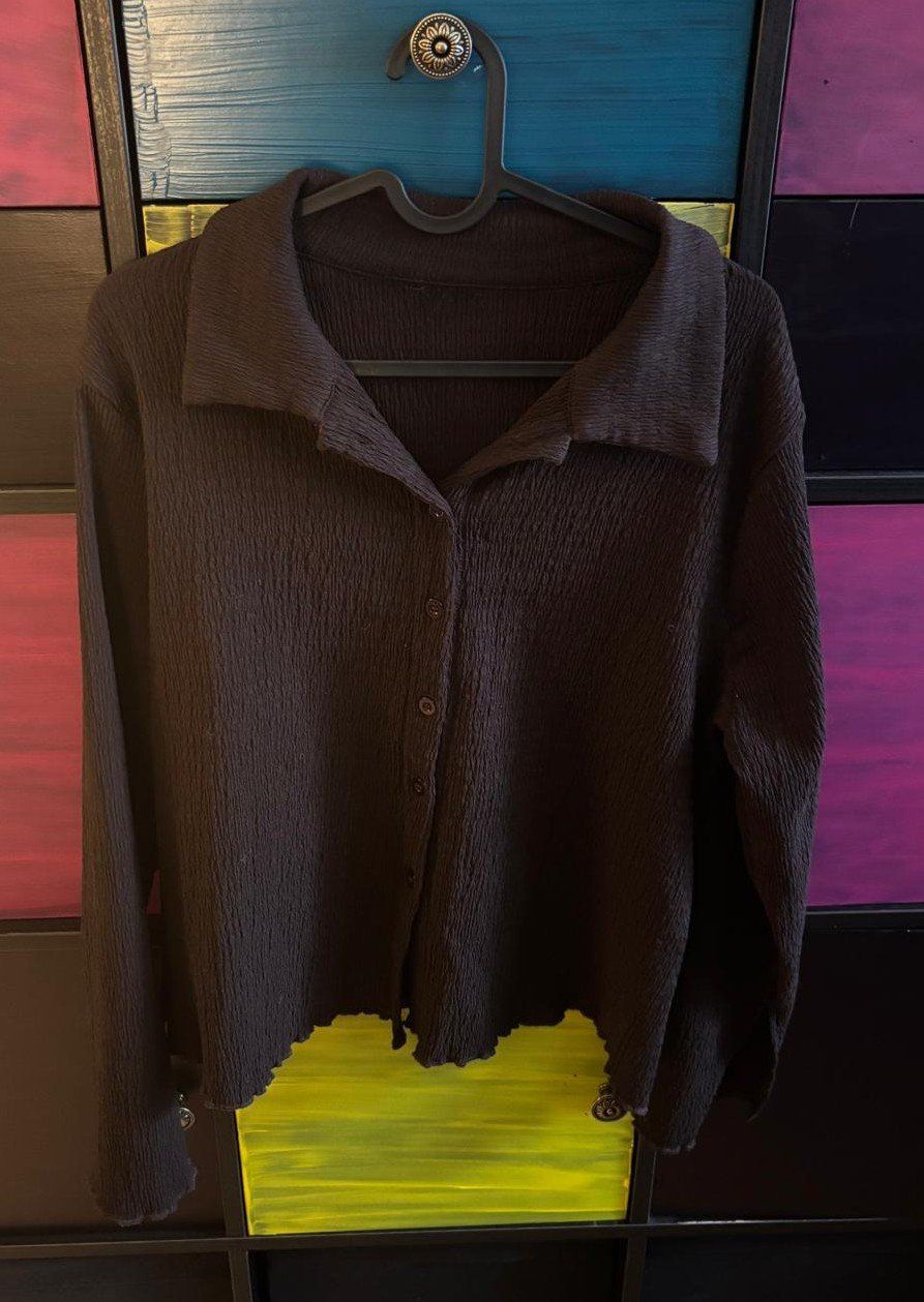 Shein Camicette: Braune Bluse mit Kragen, Langarm, Gr. S – Usato da Bülach venduto da reaos 1