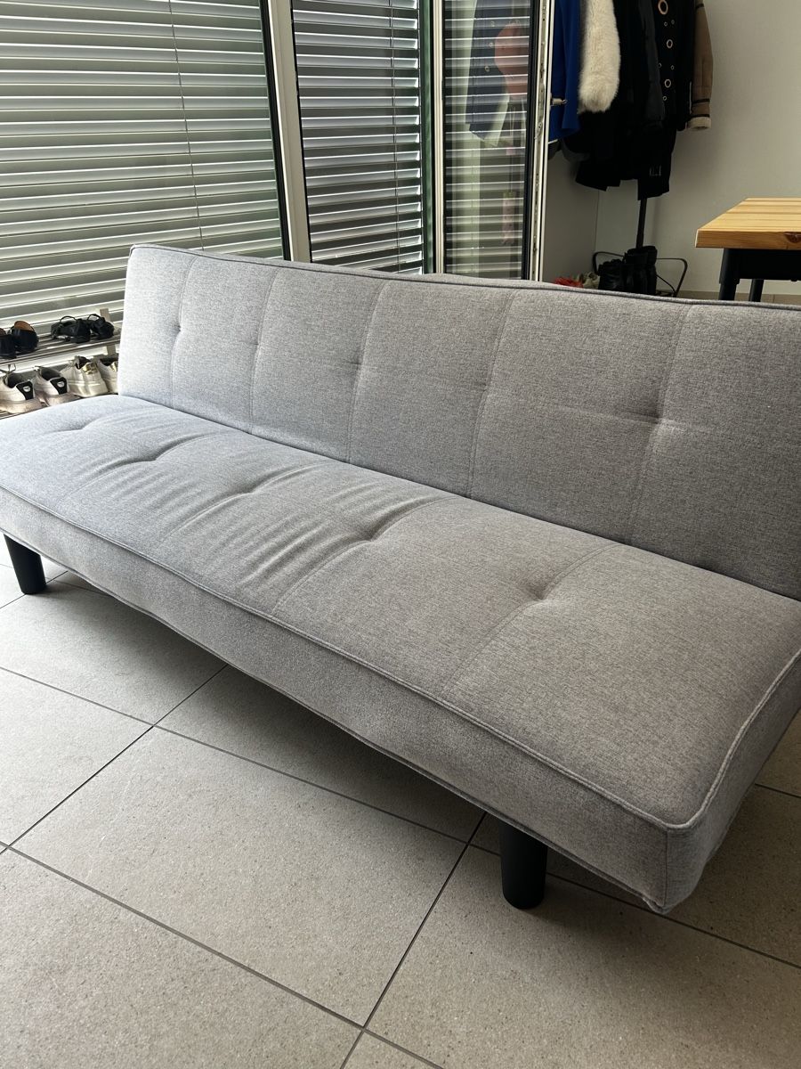 Sofas: Sofa bed grey fabric tufted good condition 190 cm – D'occasion à Horgen par aza_d7ks