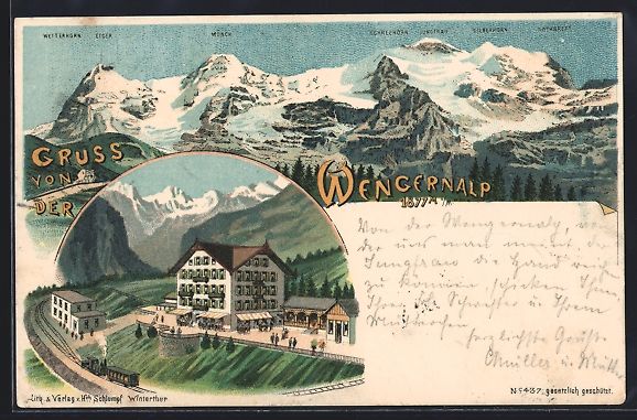 Ansichtskarten: Litho Wengernalp, Hausansicht mit Bergba – Gebraucht aus Berlin von bartko-reher