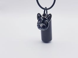 Urne Anhänger /Ascheschmuck / Schmuckurne Bulldogge schwarz