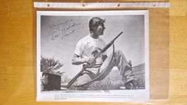 Jan Michael Vincent, Original Autogramm auf Grossfoto in s/w