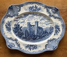 JohnsonBros Servierplatte Old Britain Castles blue oval