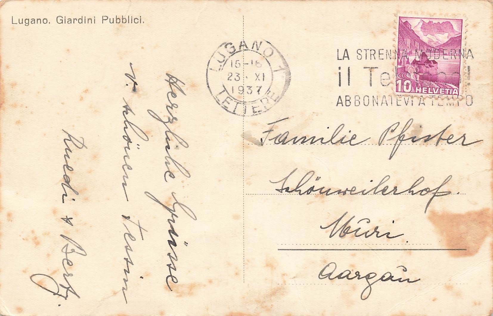 Cartoline postali: Lugano giardini pubblici – Usato da Biasca venduto da Blenio71 1