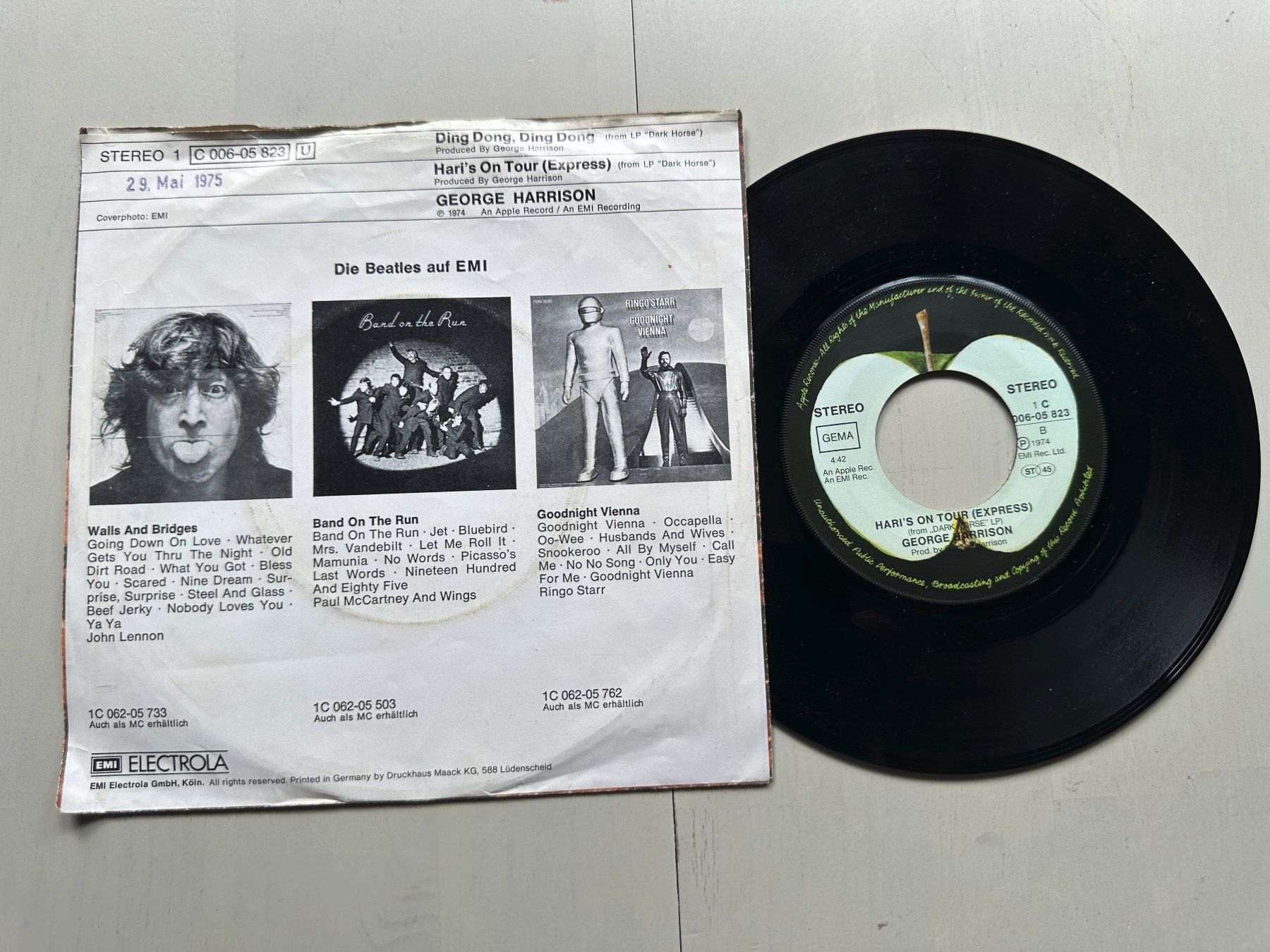 Dischi in vinile: GEORGE HARRISON BEATLES tolle Single Ding Dong Ding Dong – Usato da Basel venduto da Partridge 1