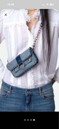 Zadig & Voltaire Rock N Roll Tasche Denim Blue Silber Metall