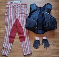 Reitweste Rückenschutz Rückenprotektor + Reithose +Handschuh