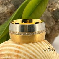 12 mm breiter Ring Stahlring bicolor, Grösse 60