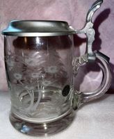 Bierkrug  mit Zinn Deckel aus Kristallglas