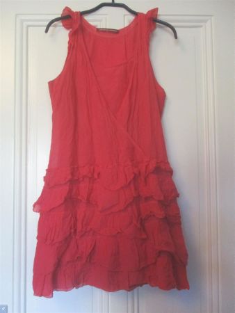 COMPTOIR DES COTONNIERS Petite robe rose corail 30% soie S-M