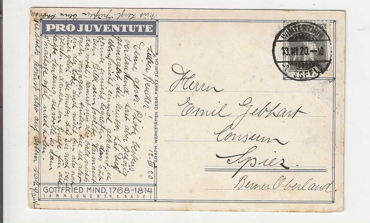 Cartoline postali: Pro Juventute Serie1917-1921 – Usato da Spiez venduto da Niesen20 3