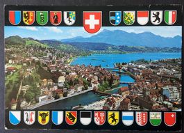 Wappen-AK LUZERN Gesamtansicht mit Rigi