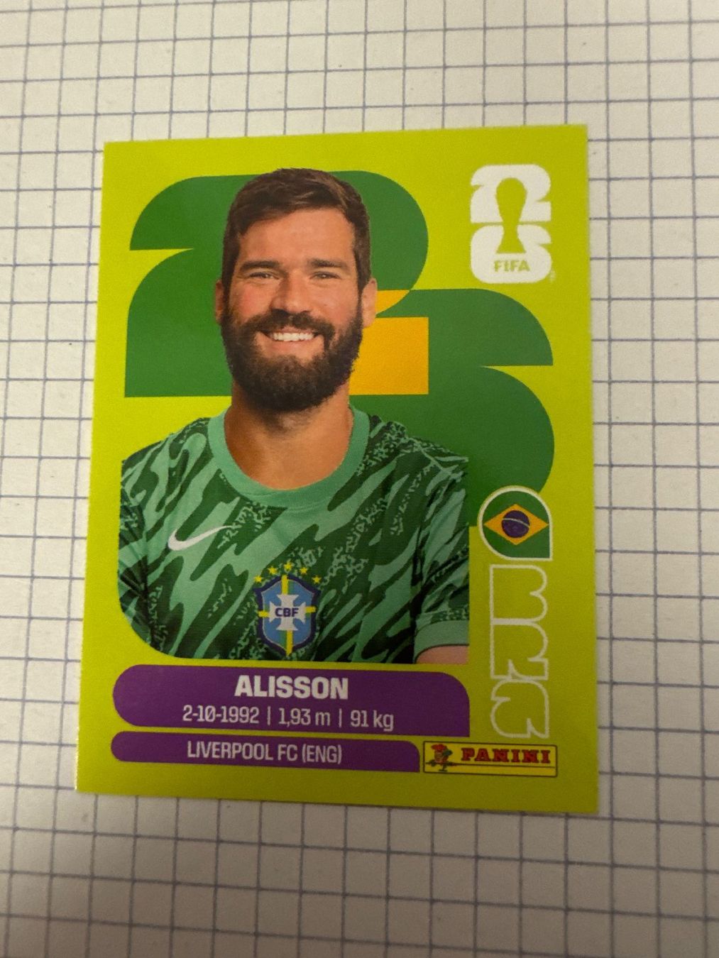Panini Cartes à collectionner: Panini Sticker WM 2026, BRA 2 Alisson – Neuf (Voir description) à Winterthur par mathis-spielsteine