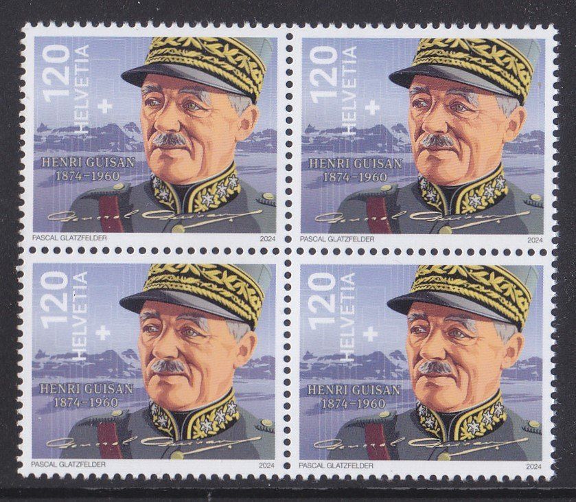 Alle Briefmarken: 2024  Viererblock General Henri  Guisan ** Postfrisch ** – Neu (gemäss Beschreibung) aus Adliswil von Aenti