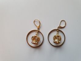 grosse Creolen gold, Krone, Modeschmuck