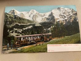 Alte Ansichtskarte Mürrenbahn, Eiger, Mönch u. Jungfrau