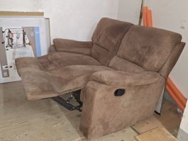 2er Relax Sofa, mechanisch verstellbar , braun Microfaser