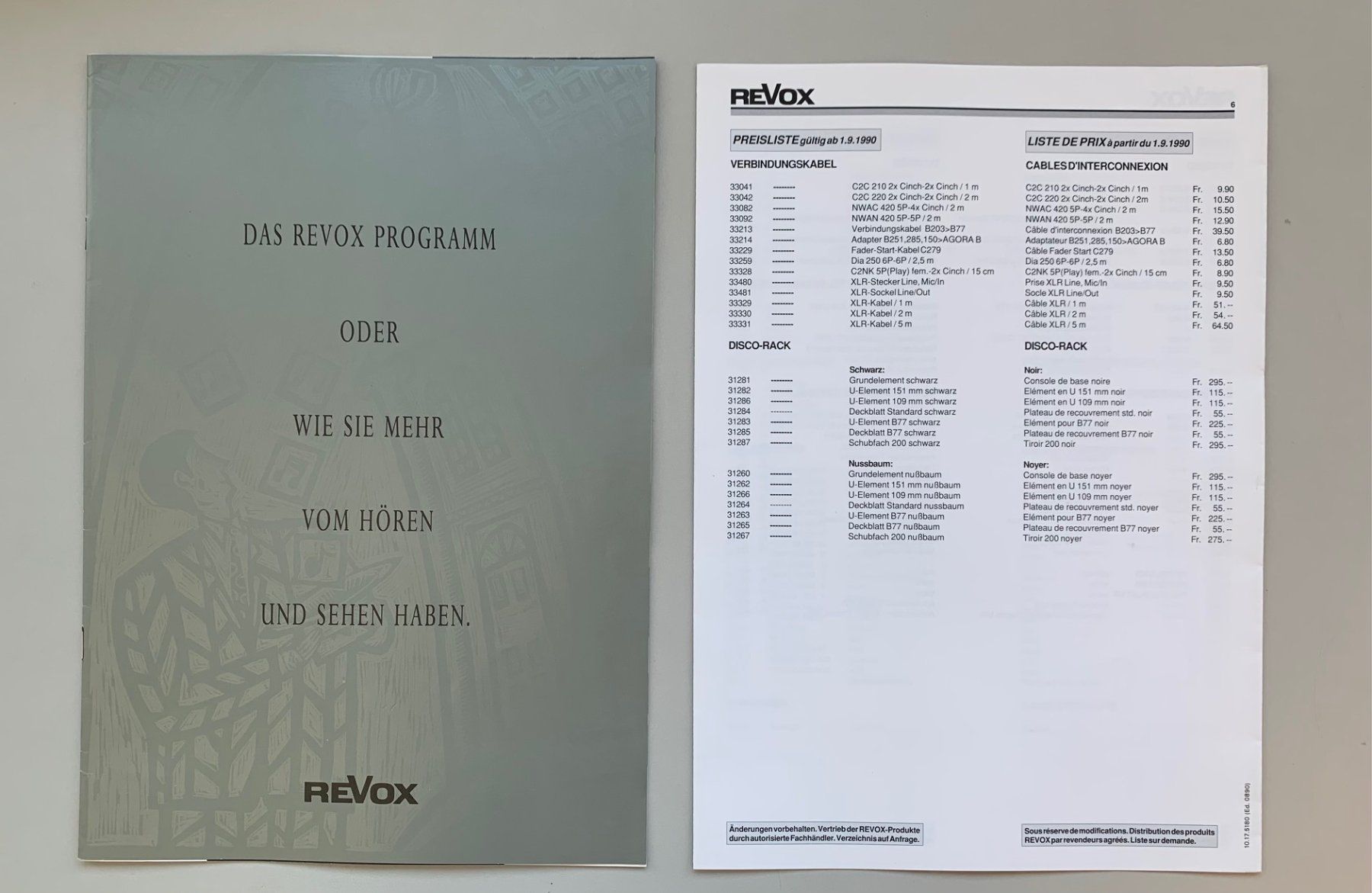 Revox Documenti: ORIGINAL VINTAGE REVOX PROGRAMM PROSPEKT 1990 – Nuovo (secondo la descrizione) da Seuzach venduto da torensu