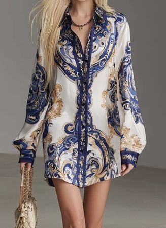 Glamour Abito camicia-tgL-chic per feste in l’estate👌