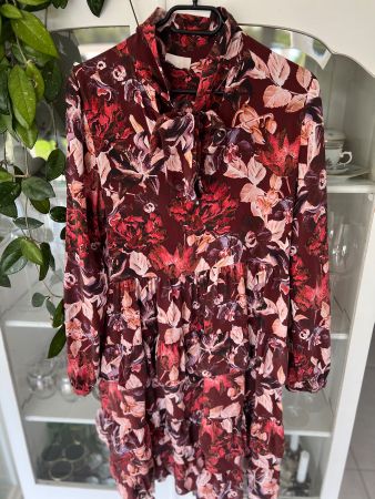 Mrs Hug -Kleid Herbstlich-Volants 100% Seide Gr 40 neu