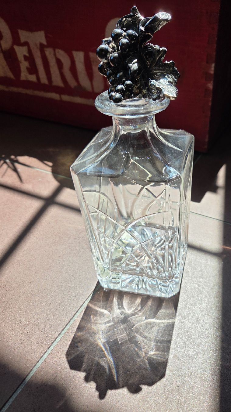 Caraffe: Mario Cioni Bleikristall Grappa / Whisky Karaffe Silber – Usato da Winterthur venduto da Speos-79