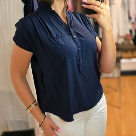 Dunkelblaue Viskose-Bluse, Gr. 38/40 – luftig & bequem