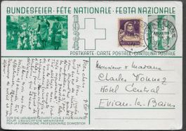 1934 BILD BF-Karte 60a PAYERNE 1.VIII. n. Frankreich ab 1.-