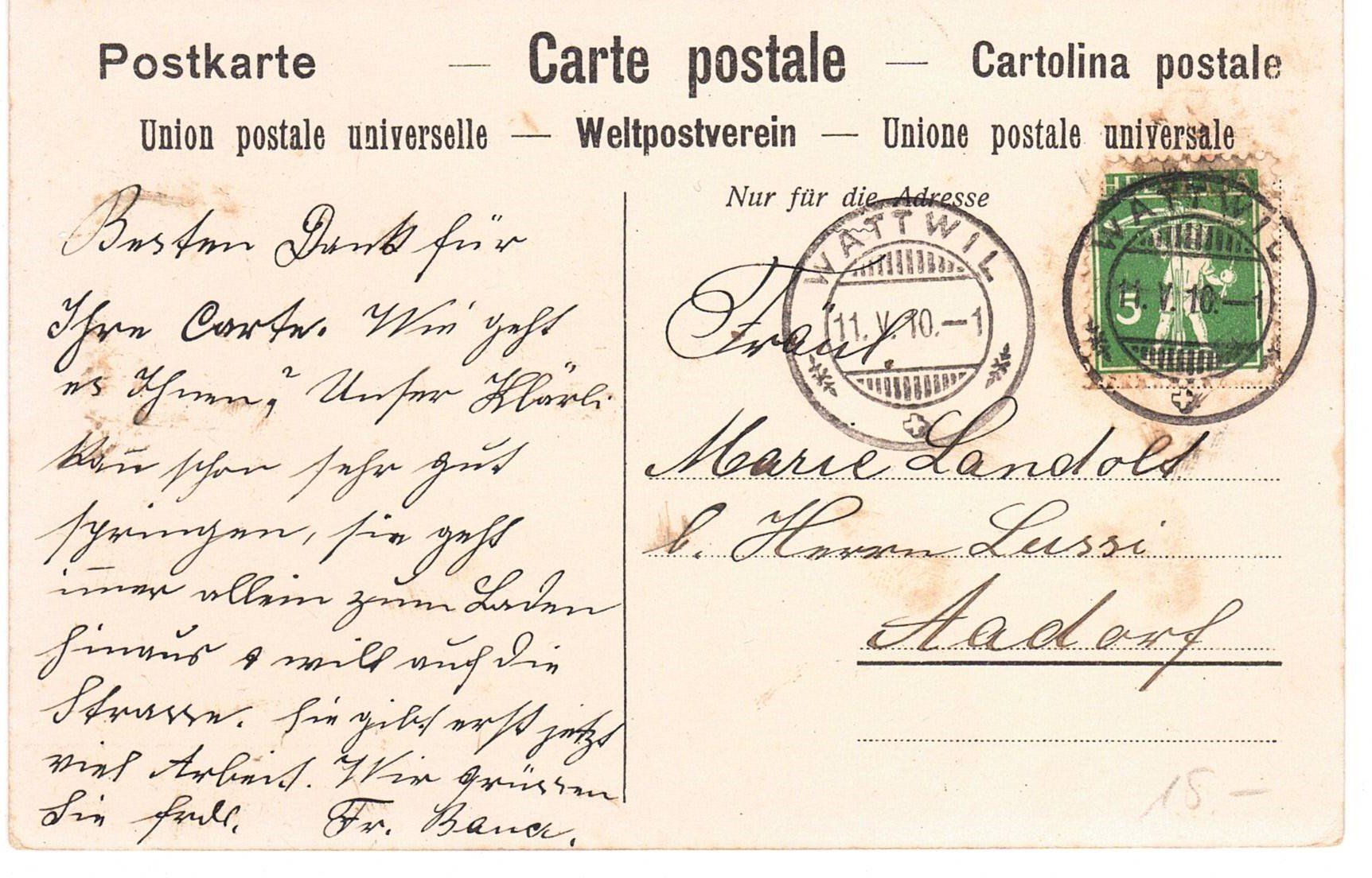 Cartoline postali: 1910 Sils mit Piz della Margna – Usato da Kreuzlingen venduto da Koi4 1