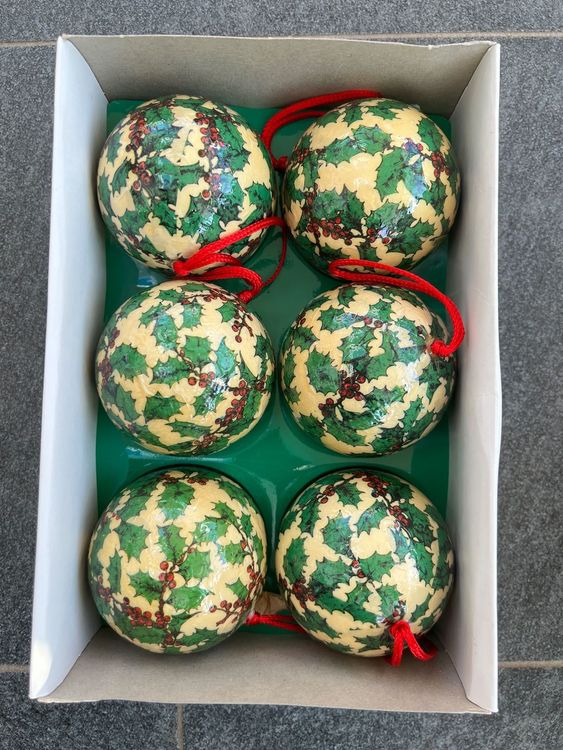 Sale! Weihnachtskugeln Papmachee Stechpalme Christbaumkugel Kaufen