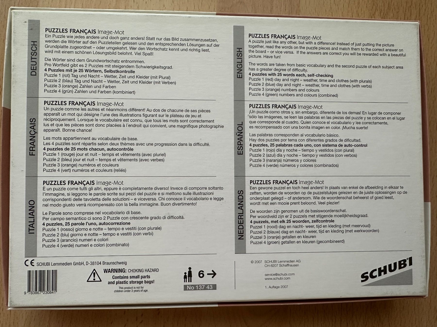 Puzzle: SCHUBI - 4 Puzzles Francais – Nuovo (secondo la descrizione) da Schwarzenburg venduto da mezulienka 1