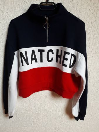 Polo-Sweat-Shirt, kurzer Body, langarm Gr. S