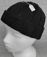 Strickmütze 100 Prozent Merinowolle schwarz NEU 54-56cm