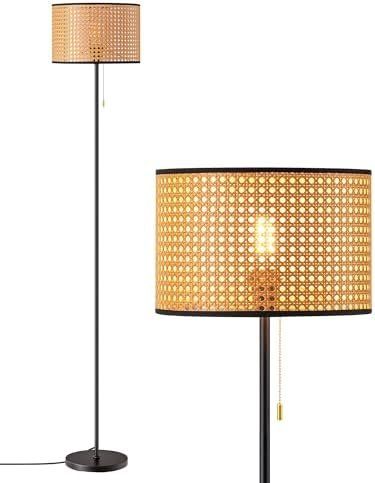 Lampen: Stehlampe Schwarz Rattan Lampenschirm E27 – Neu und originalverpackt aus Hundwil von Stallone5 1