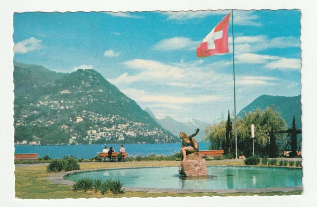 Cartoline postali: Alte Postkarte 1965, Lugano Paradiso, L' Acquaiola – Usato da St. Gallen venduto da Ricardo_Deals