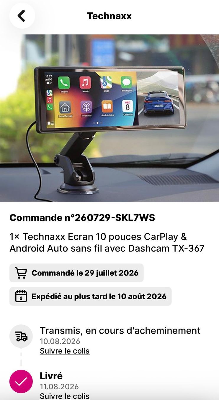 Accessori per altri veicoli: Technaxx Ecran 10 pouces CarPlay Dashcam TX-367 – Nuovo (secondo la descrizione) da Genève venduto da CapsGeneva 1