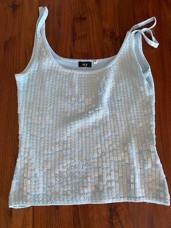 Top Pailletten hellblau S