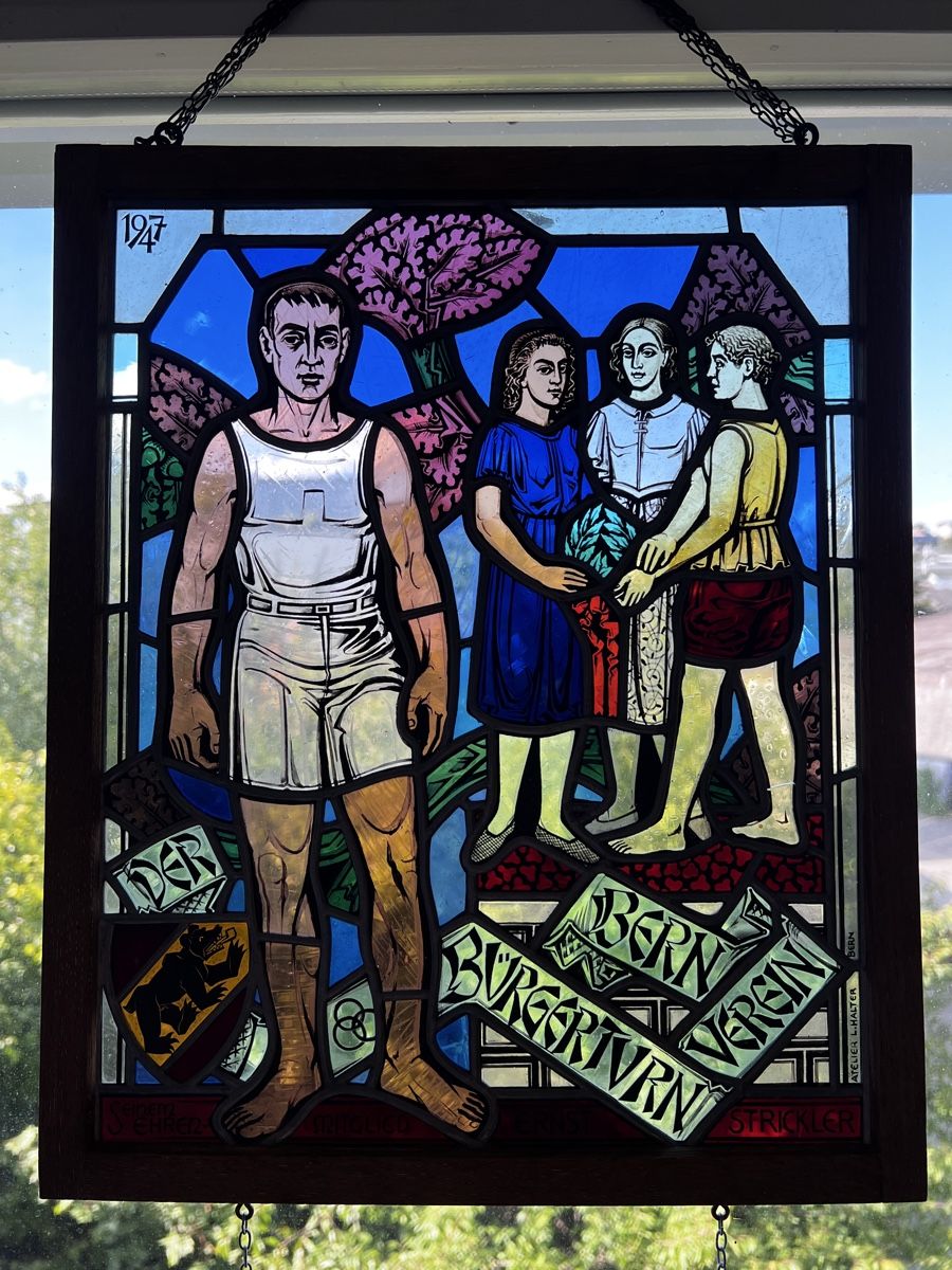 Sonstige Antiquitäten & Kunst: Zwei Glasbilder Jugendstil Berner Vereinsleben – Gebraucht aus Neuenegg von Magosaurus 4