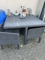 Gartenlounge Set Rattanstil 4er Tisch Stühle dunkelgrau