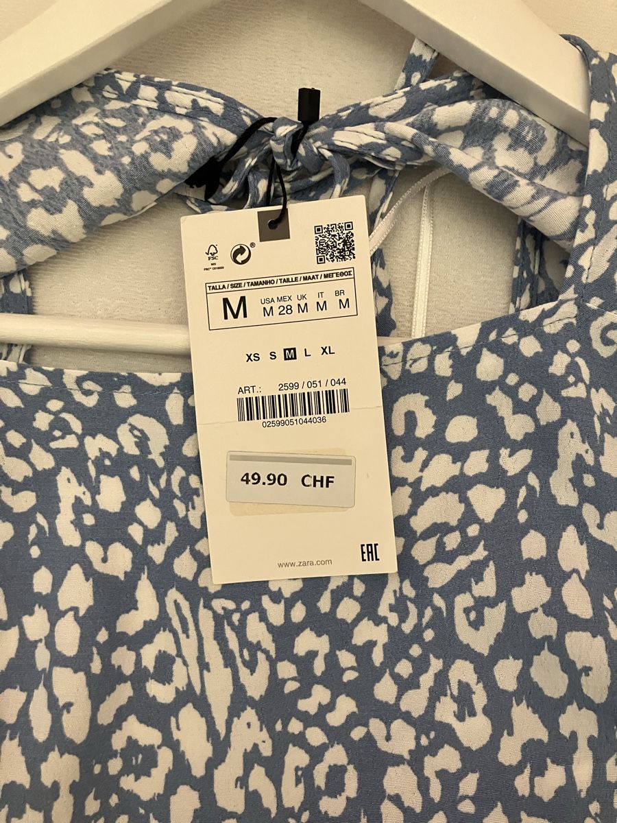 Zara Vestiti: Sommerliches Minikleid mit blauem Muster, Grösse M – Nuovo e nell'imballaggio originale da Flurlingen venduto da Tobia04 2