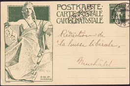 1910: GS-PK Tellknabe, Stabstempel CORCELLES (Neuchâtel)