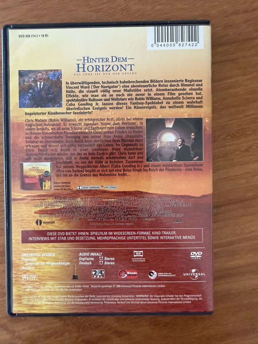 Alle DVDs: DVD Hinter Dem Horizont What Dreams May Come Robin Williams – Gebraucht aus Menzengrüt von SC1973 1