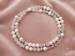 Unikat 💎 Neue MuschelPerlen und Rosenquarz-Halskette