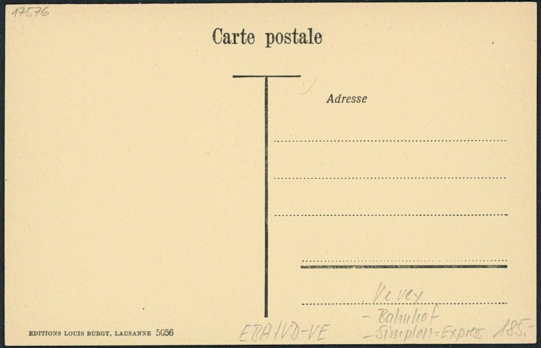 Cartoline postali: VD Vevey - Bahnhof - Bahn - Simplon Express – Nuovo (secondo la descrizione) da Schindellegi venduto da dormay 1