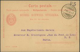 1903 - Postkarte - Perfin - Neuchâtel NES - nach F - Suchard