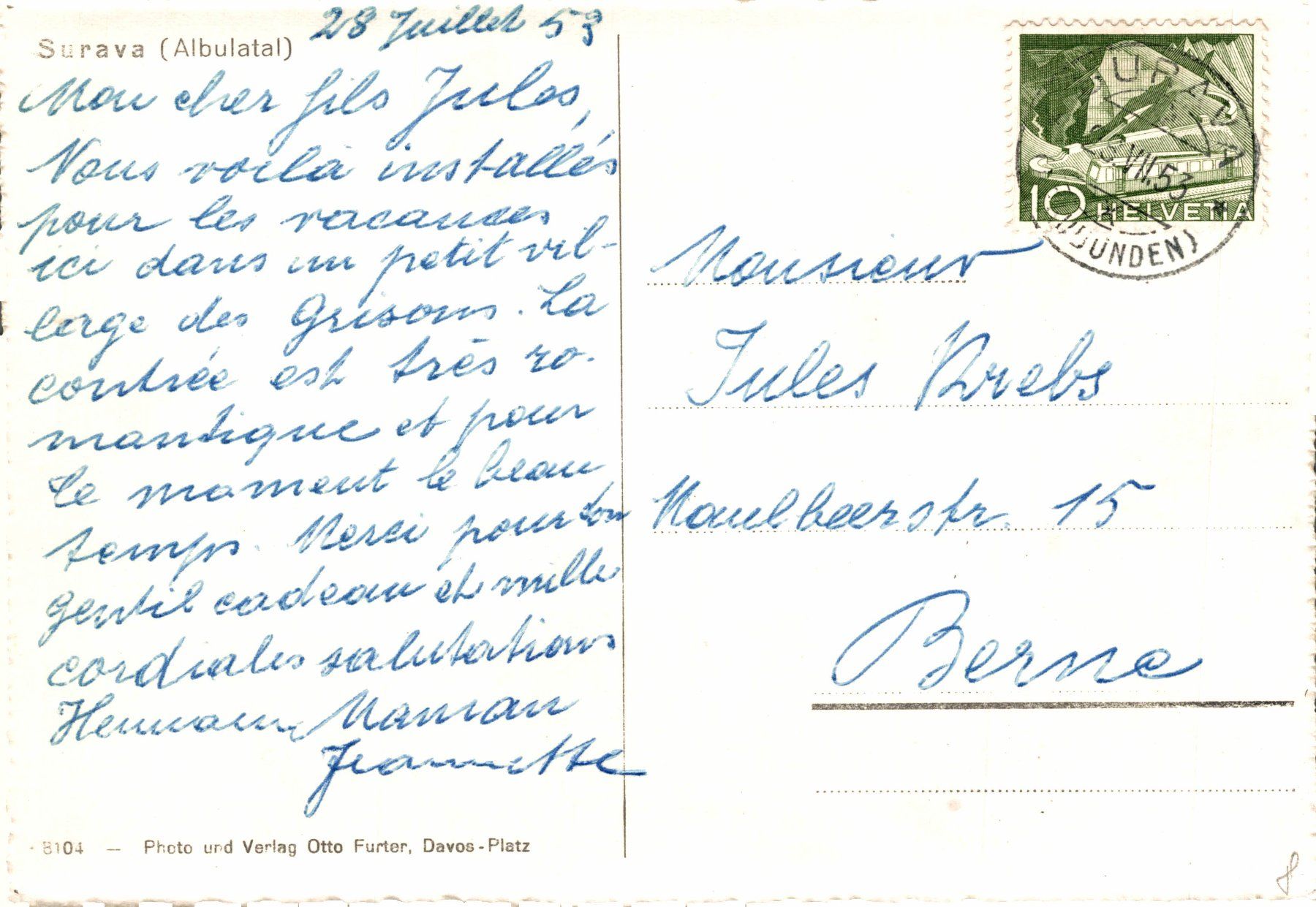 Cartoline postali: Surava (Albulatal) – Usato da Bronschhofen venduto da Astore 1