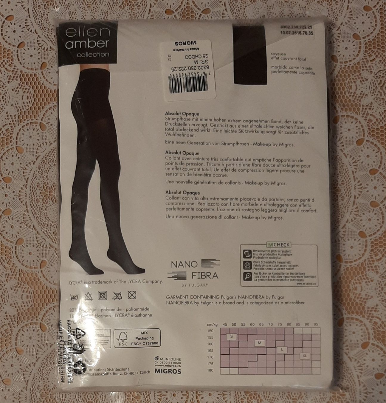 Ellen Amber Calze & Collant: Ellen Amber Absolut Opaque Strumpfhose 70den Gr.M Choco – Nuovo e nell'imballaggio originale da Amriswil venduto da Celini3 1