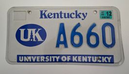 USA Kentucky Nummernschild University of Kentucky A660
