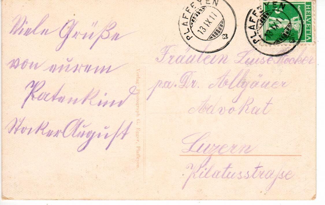 Cartoline postali: Gruss aus Plaffeyen  1911 – Usato da Wolhusen venduto da Curver9 1