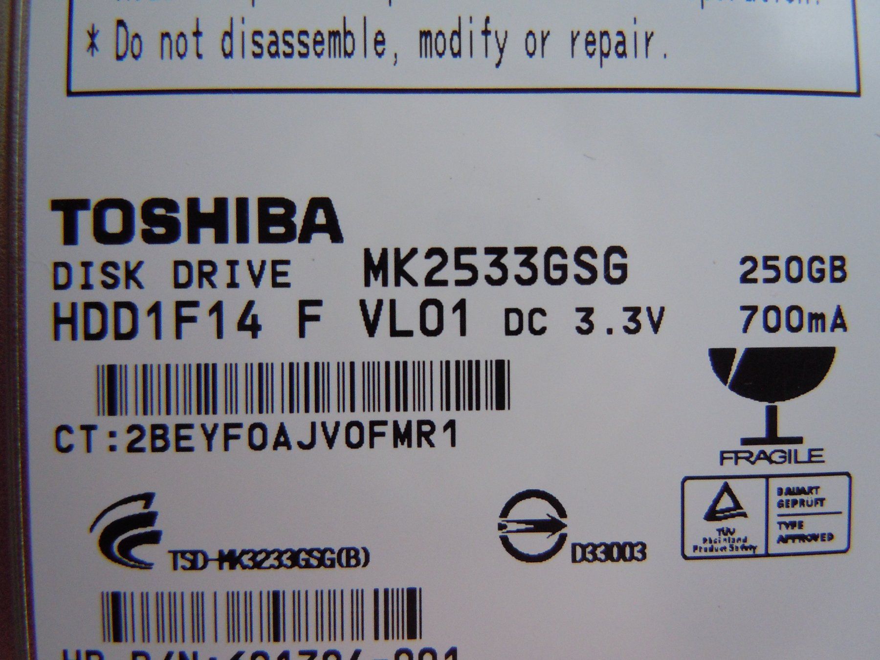 Toshiba Dischi rigidi: Thoshiba Spez. HD Format 1.8''   250GB – Usato da Luzern venduto da Baumli1 5